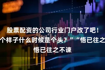 股票配资的公司行业门户改了吧！你这个样子什么时候是个头？”“悟已往之不谏