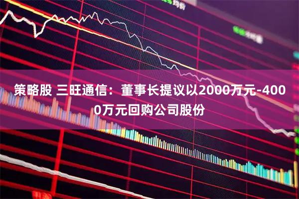 策略股 三旺通信：董事长提议以2000万元-4000万元回购公司股份