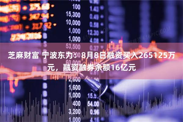 芝麻财富 宁波东力：8月8日融资买入265125万元，融资融券余额16亿元